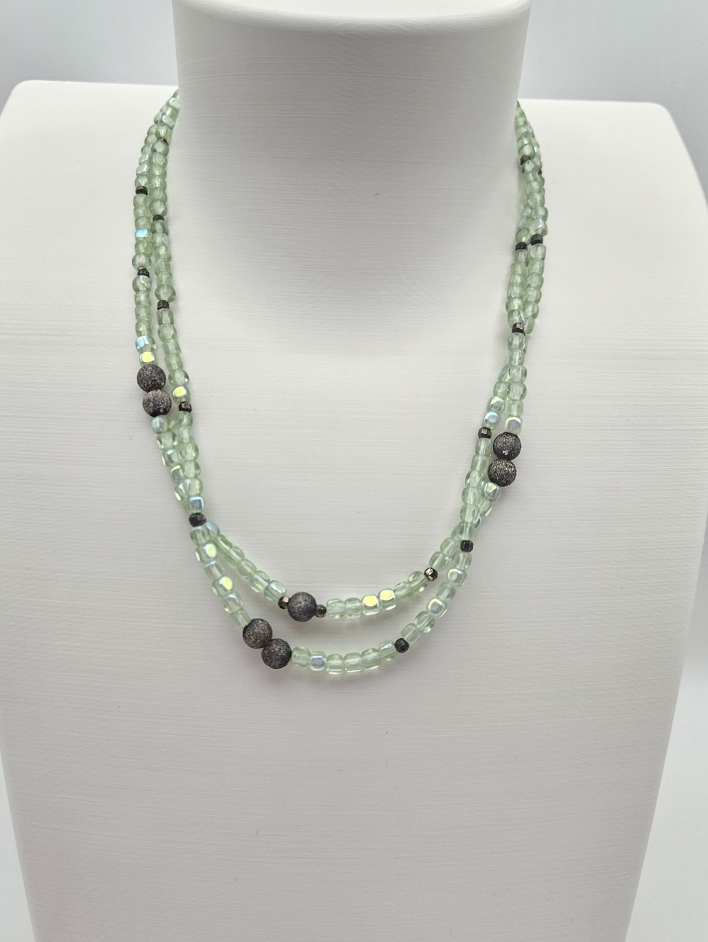 Pale Green Multi-Strand Beaded Necklace